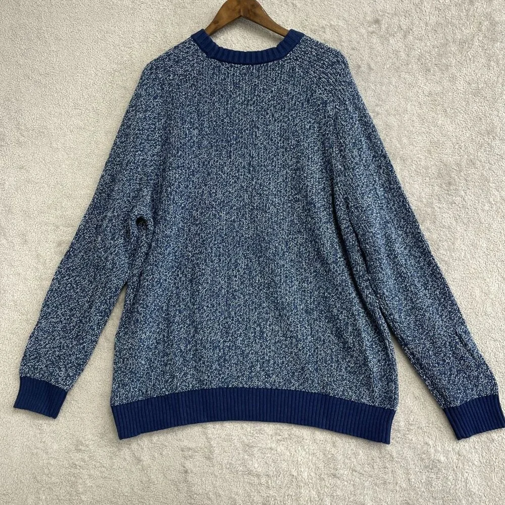 NEW Lands' End Drifter Men's XXL Sweater Blue Marled Knit Crewneck Pullover